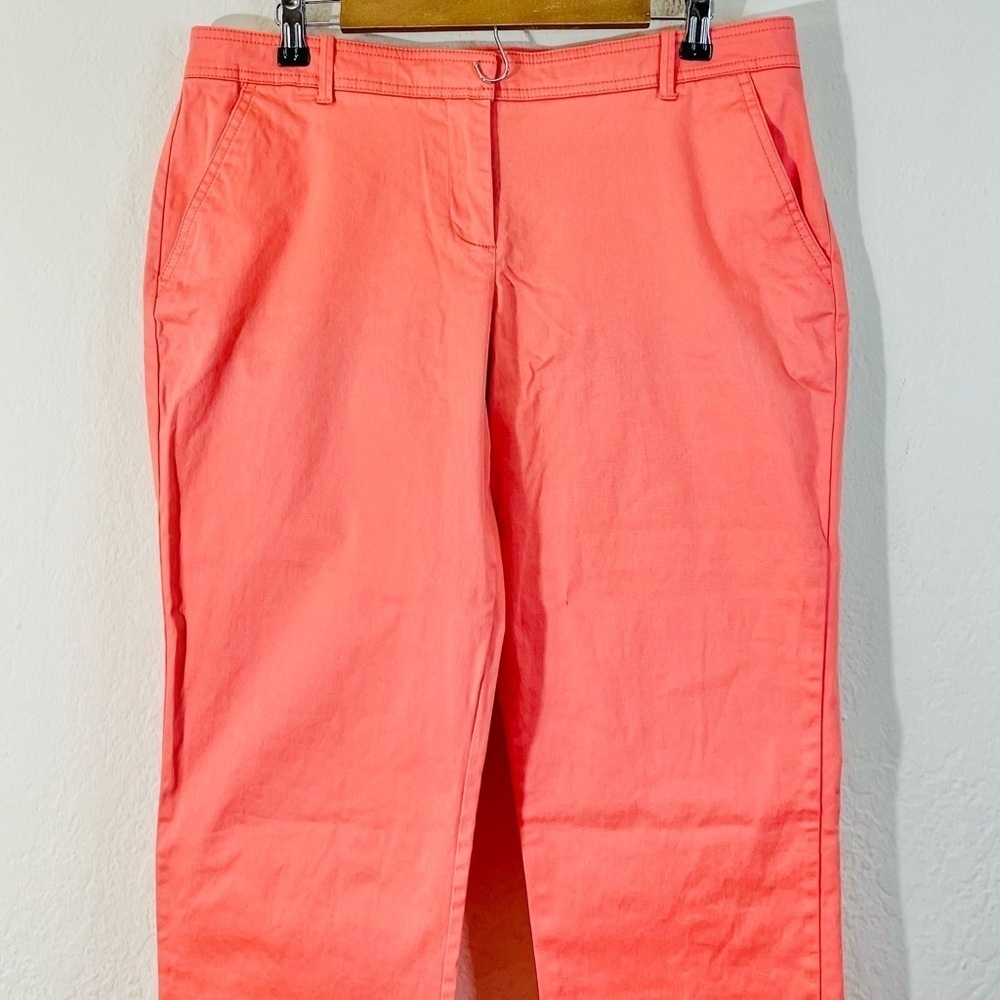 New York & Company High Rise Capri Cropped Pants Size 12 Coral Stretch Office - Picture 6 of 13